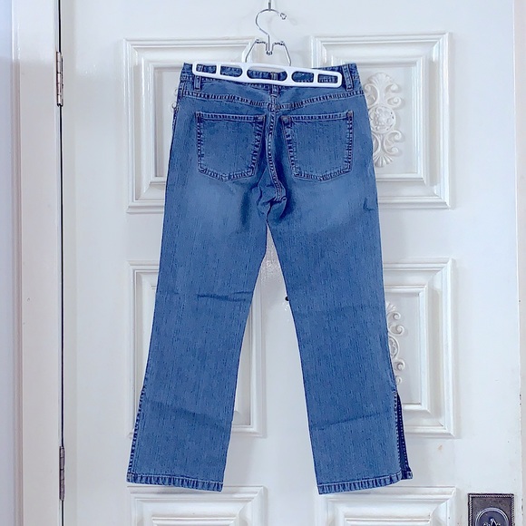 RARE Vintage 90’s *Old Navy* Sexy Booty Stretch Straight Fit •Unique Ankle Slits - Picture 4 of 16